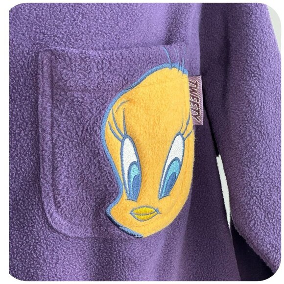 Looney Tunes 2001 Tweety Bird Fleece Shacket in Purple Women's Size 14W/16W - Picture 5 of 8